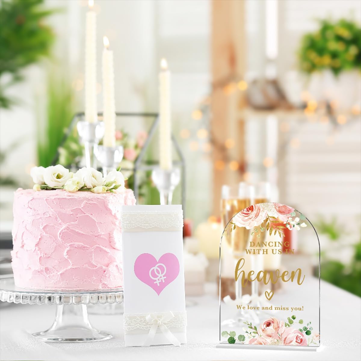 Acrylic Wedding Signs, Bridal Shower Decorations, Modern Calligraphy Arch Acrylic Table Top Sign