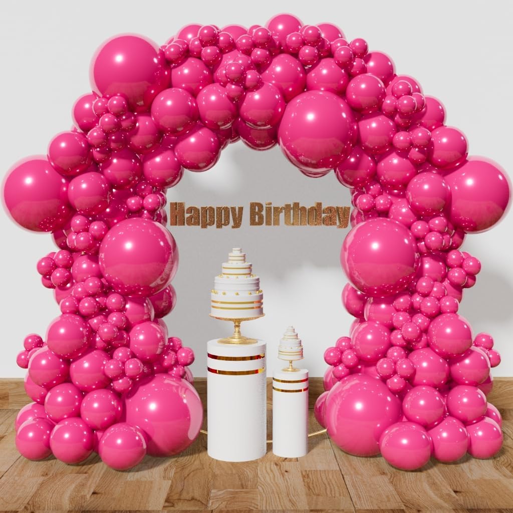 KAWKALSH Hot Pink Balloon Arch Kit 111Pcs 18 12 5 Inch Latex Party Balloons Garland for Birthday
