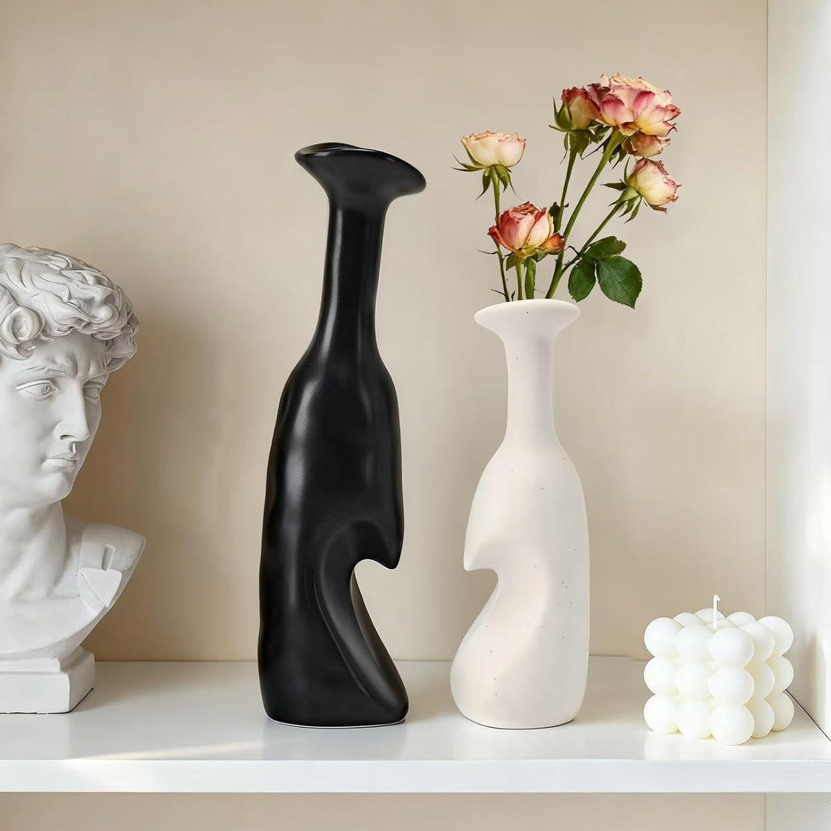 Heart Shaped Small Ceramic Vases Set of 2 Home Decor Boho Vase Modern Matte Flower Vase Minimalist