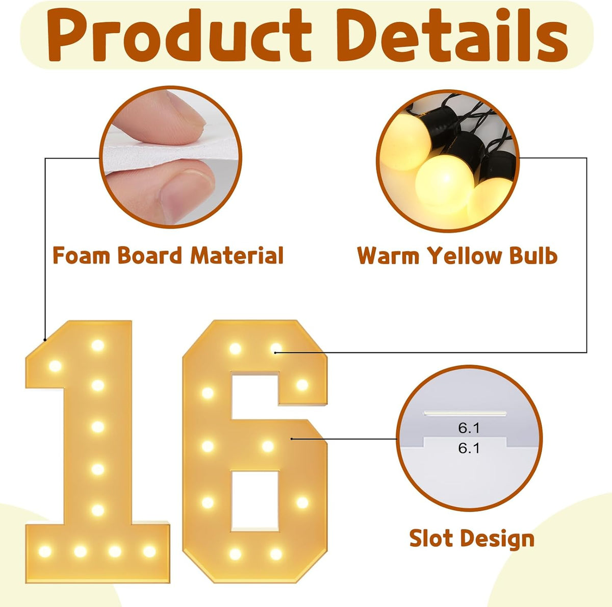 imprsv 4FT Marquee Numbers 16th Birthday Decorations for Girls Boys, Large Light Up Numbers 16th