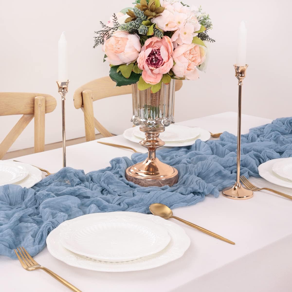 Dusty Blue Table Runner Cheesecloth Table Runner 4 Pack 10FT Farmhouse Table Runners 120 Inches