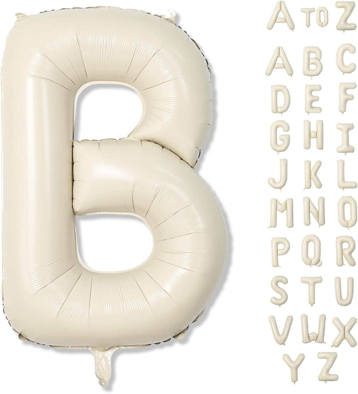40 Inch Letter Balloons Cream, Big Alphabet B Foil Word Beige, Large Inflatable Name White Decor