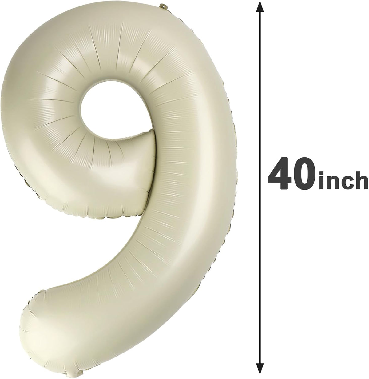 Big Cream White 9 Number Balloon 40 Inch, Jumbo Giant Happy 9th 19 29 39 49 99 Birthday Party