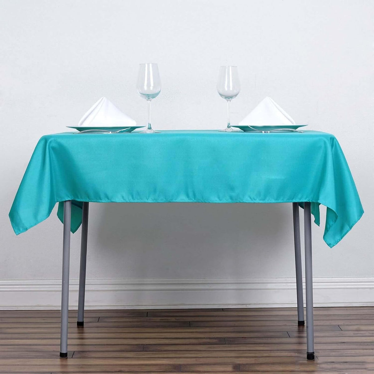 Efavormart 54x54 Turquoise Wholesale Linens Seamless Polyester Square Linen Tablecloth for Wedding