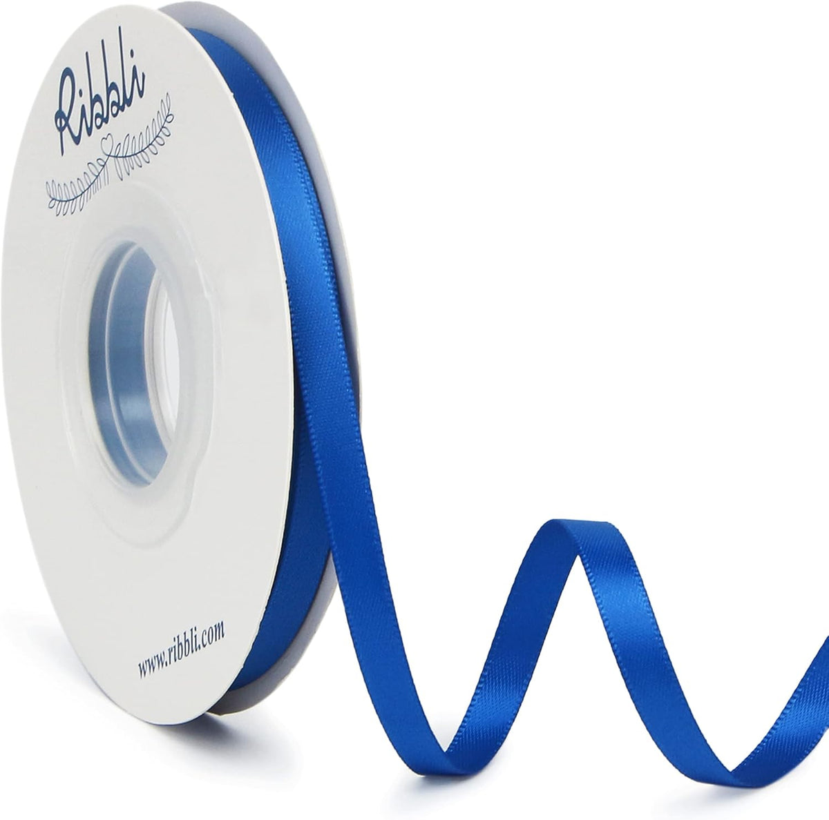 Ribbli Royal Blue Double Faced Satin Ribbon,1/4” x Continuous 25 Yards,Use for Bows Bouquet,Gift
