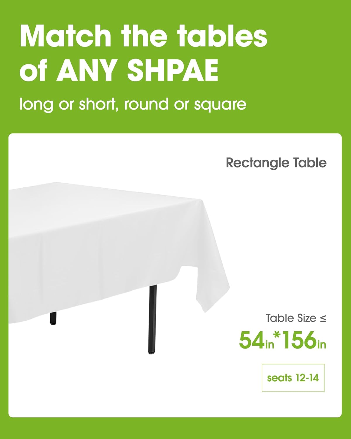 Pureegg Plastic Table Cloth Disposable 10 Pack, 54 x 156 Inch Table Cloths, Party, Picnic, Wedding