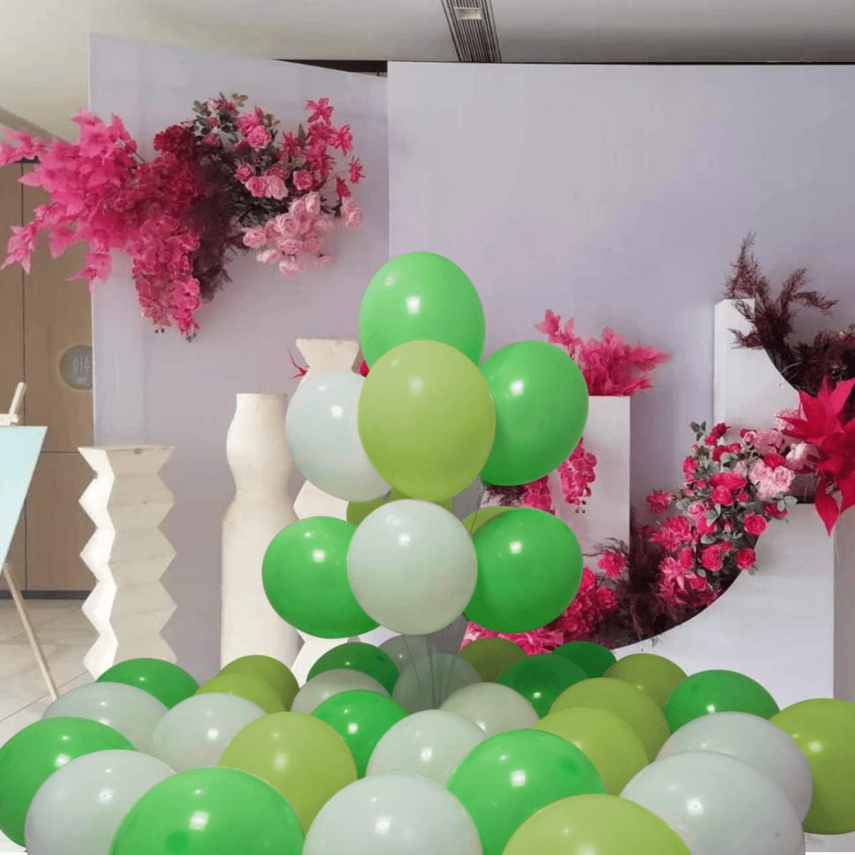 300 Pack Green and White Balloons 100 of each of the 3 colors 12 inch Green White Light Green Latex