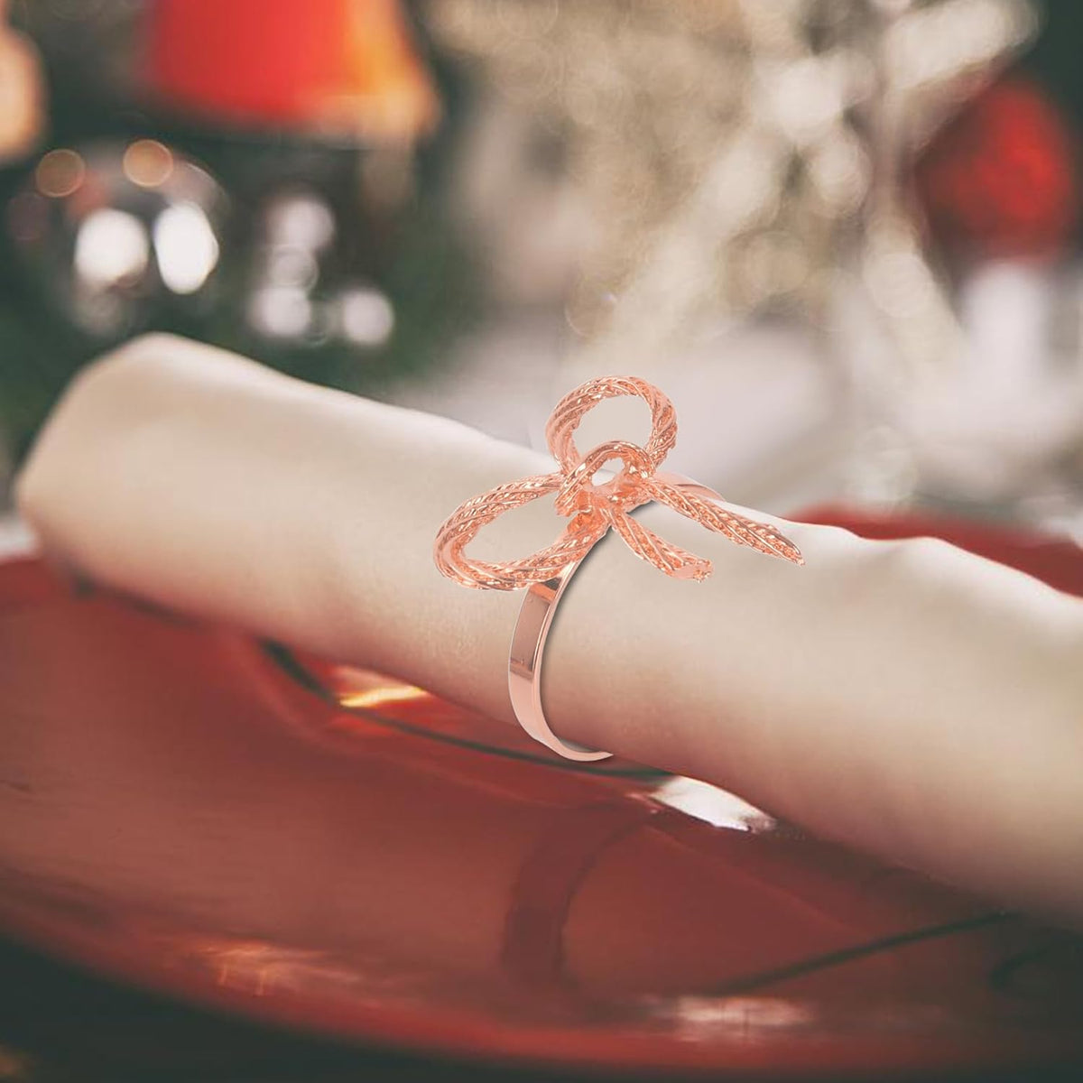 Pack of 12 Napkin Rings Alloy Hollow Out Flower Napkin Holder Dinning Table Napkin Ring for Dinner