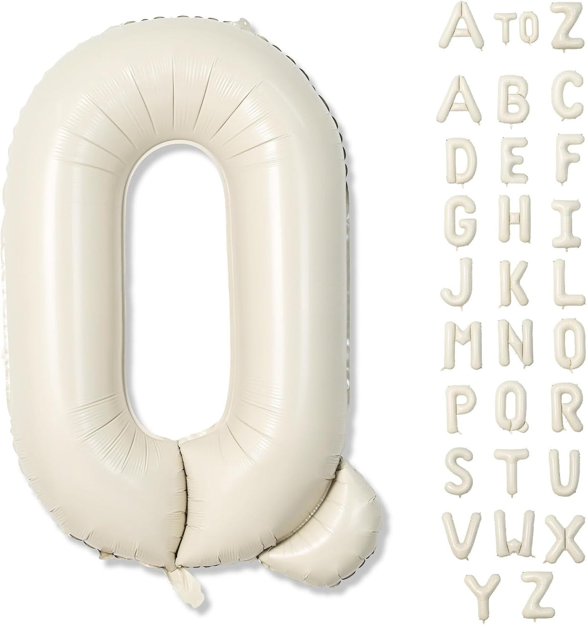 Cream Q 40 Inch Alphabet Foil Name Balloon - Large Self Inflating Letter for Girls Birthday Party