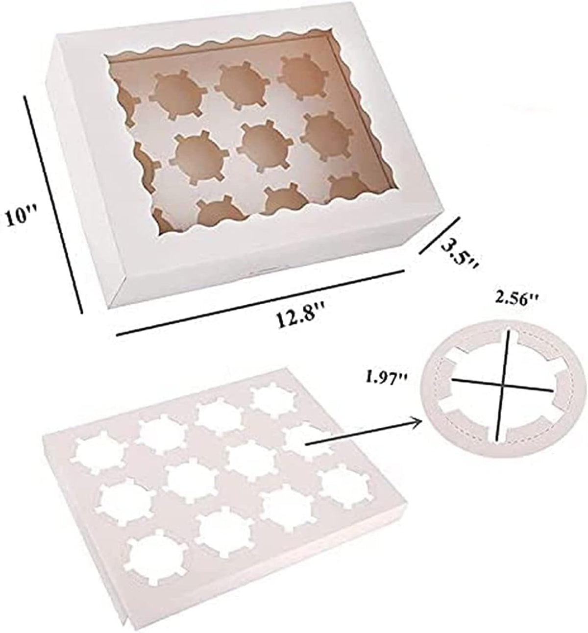 Rarapop 15 Pack Cupcake Boxes Hold 12 Standard Cupcakes, Food Grade Cupcake Holders Bakery Carrier