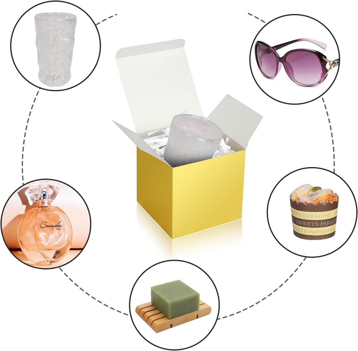 Gold Gift Boxes 5x5x5, 30 Pack Paper Gift Boxes with Lids for Gift, Bridesmaid Proposal Box