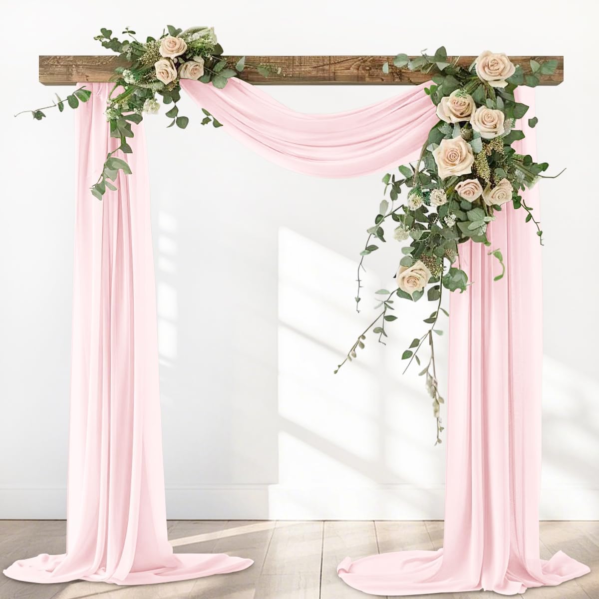 Pink Elegant Arch Draping Fabric Outdoor 1 Panel 29" × 20Ft Sheer Chiffon Curtain Drapes for Fall