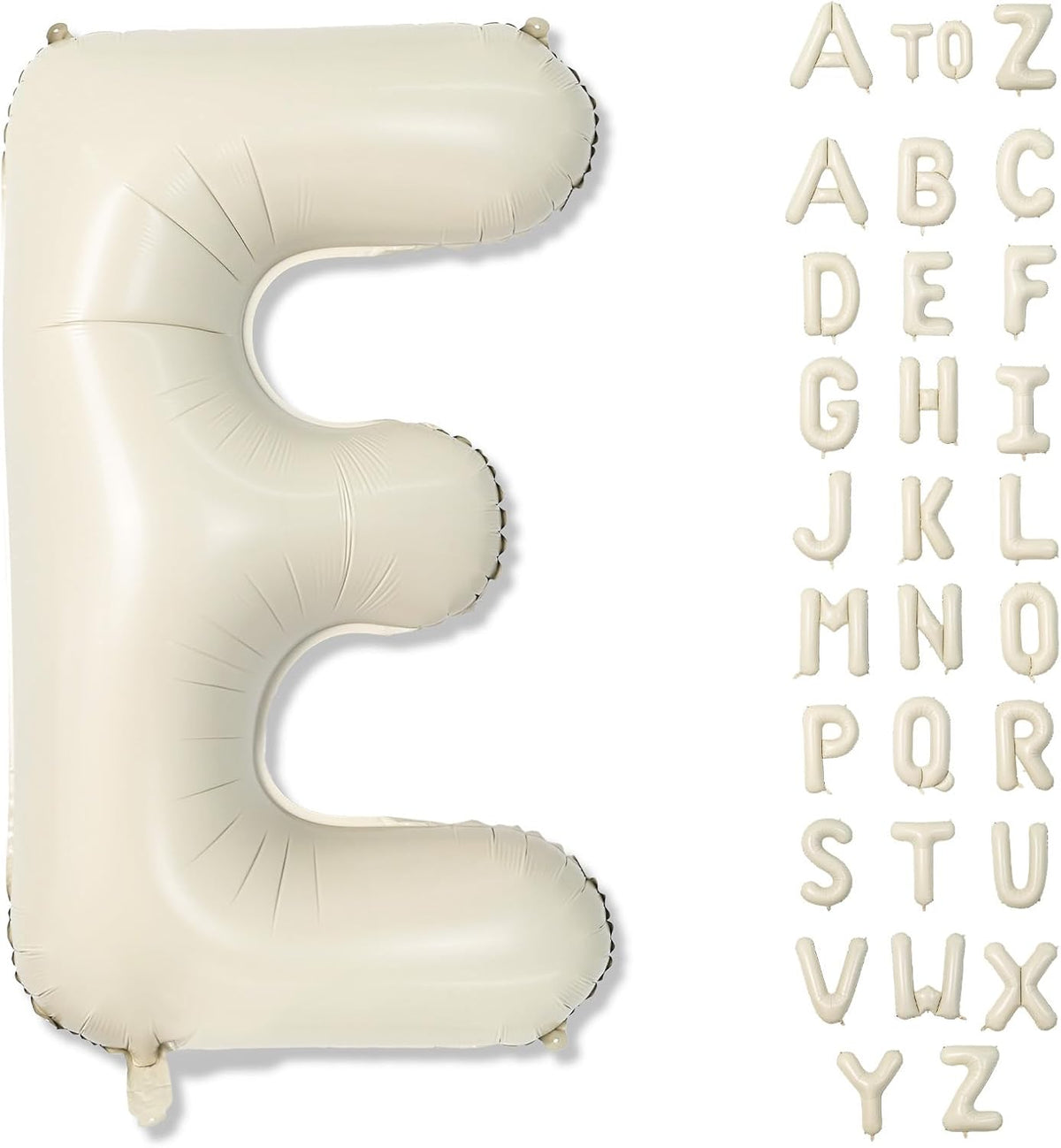 Big Letters Balloon E, 40 Inch Cream White Sand Helium Mylar Alphabet for Customizing Name, Self