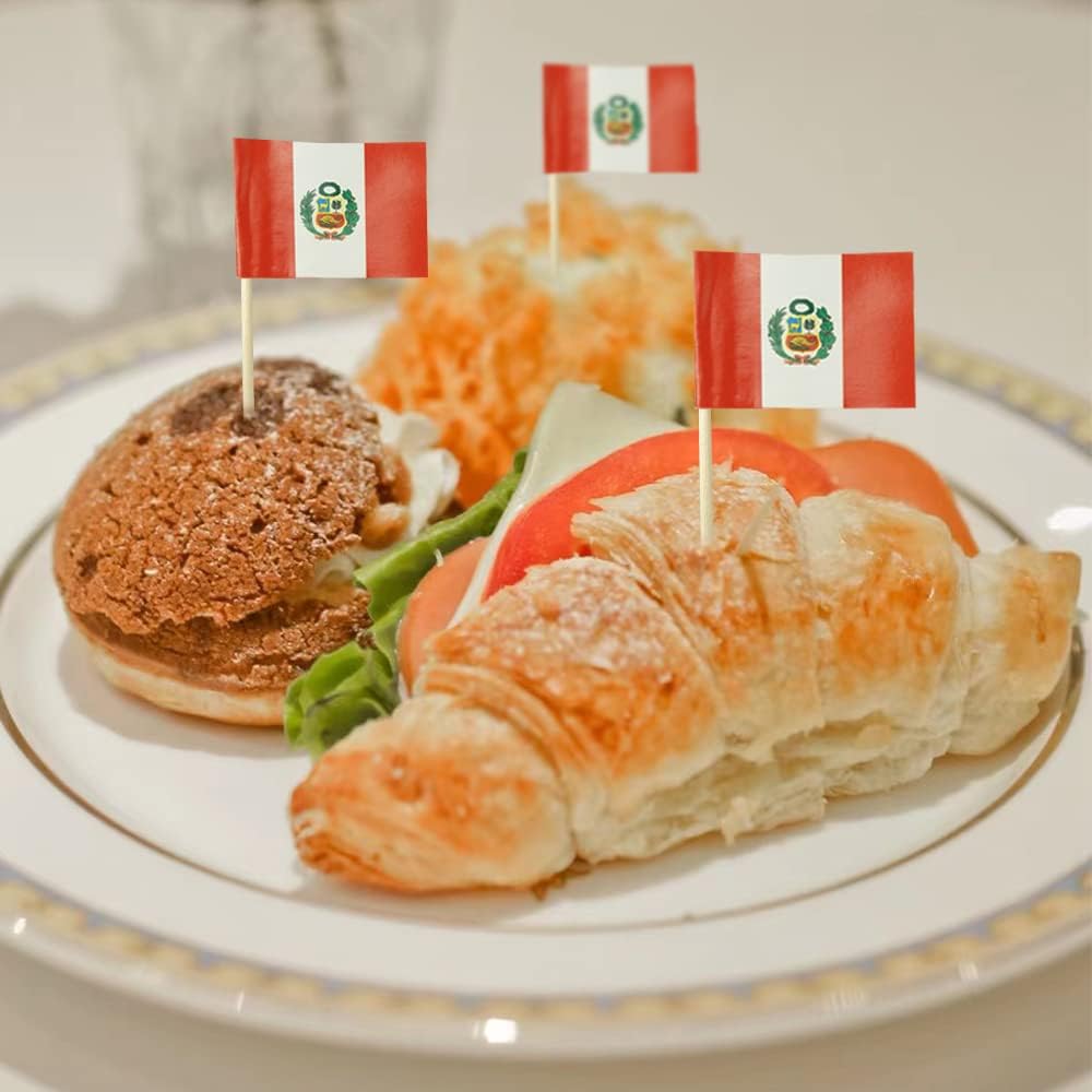 Peru Flag Peruvian Flag, Small Mini Peru Toothpick Flags for Food, Cupcakes, Cocktails, Appetizers
