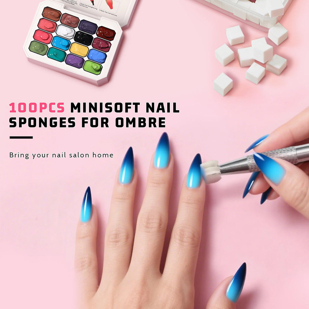 Sponge Pat Paint Nail Gel, Ombre Nails Gradient Gel Nail Blush Blooming Aura Nails Drawing Stripper