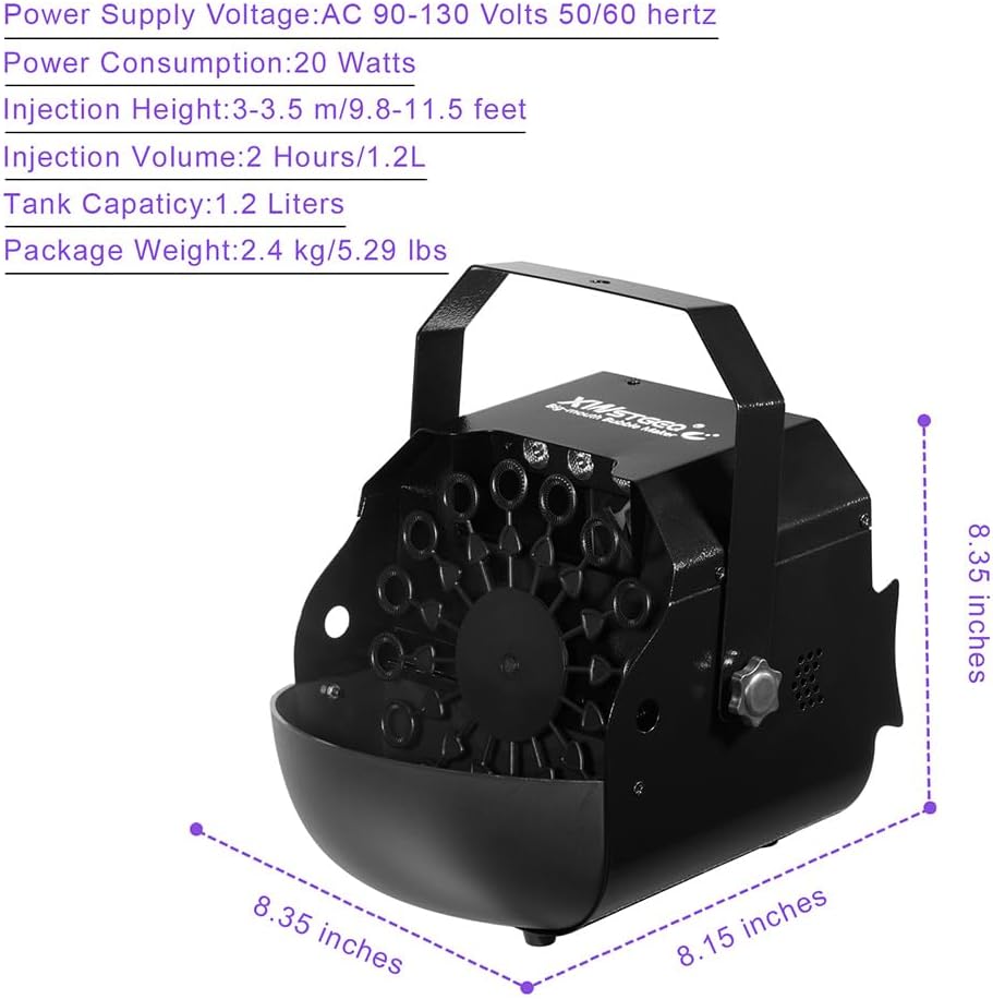 Stage Bubble Machine with Lights, Wireless Remote - Perfect for Weddings, Commercial Performances