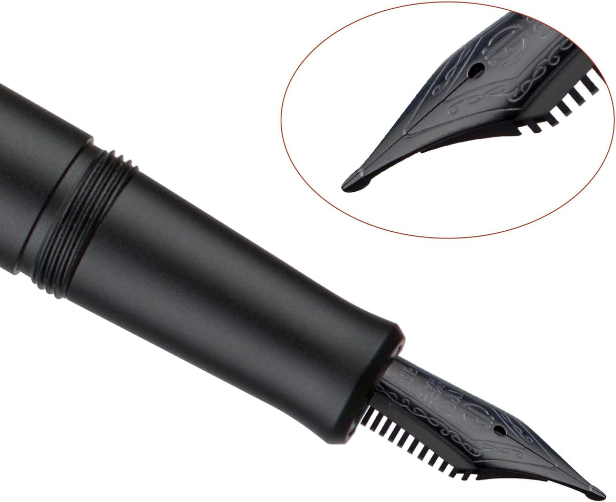 Hongdian M2 Black Forest Mini Fountain Pen, Long Blade Nib & Sleek Shape Aluminium Short Pocket