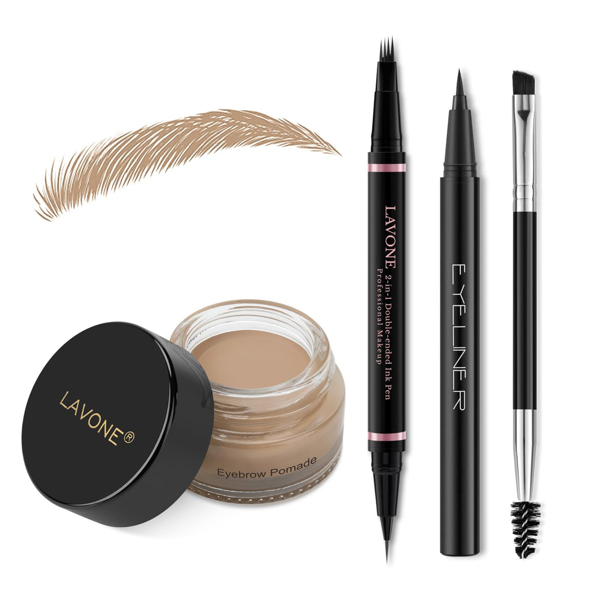 Eyebrow Pencil Makeup Kit, with Waterproof 2-IN-1 Microblading Eyebrow Pen, Eyebrow Pomade