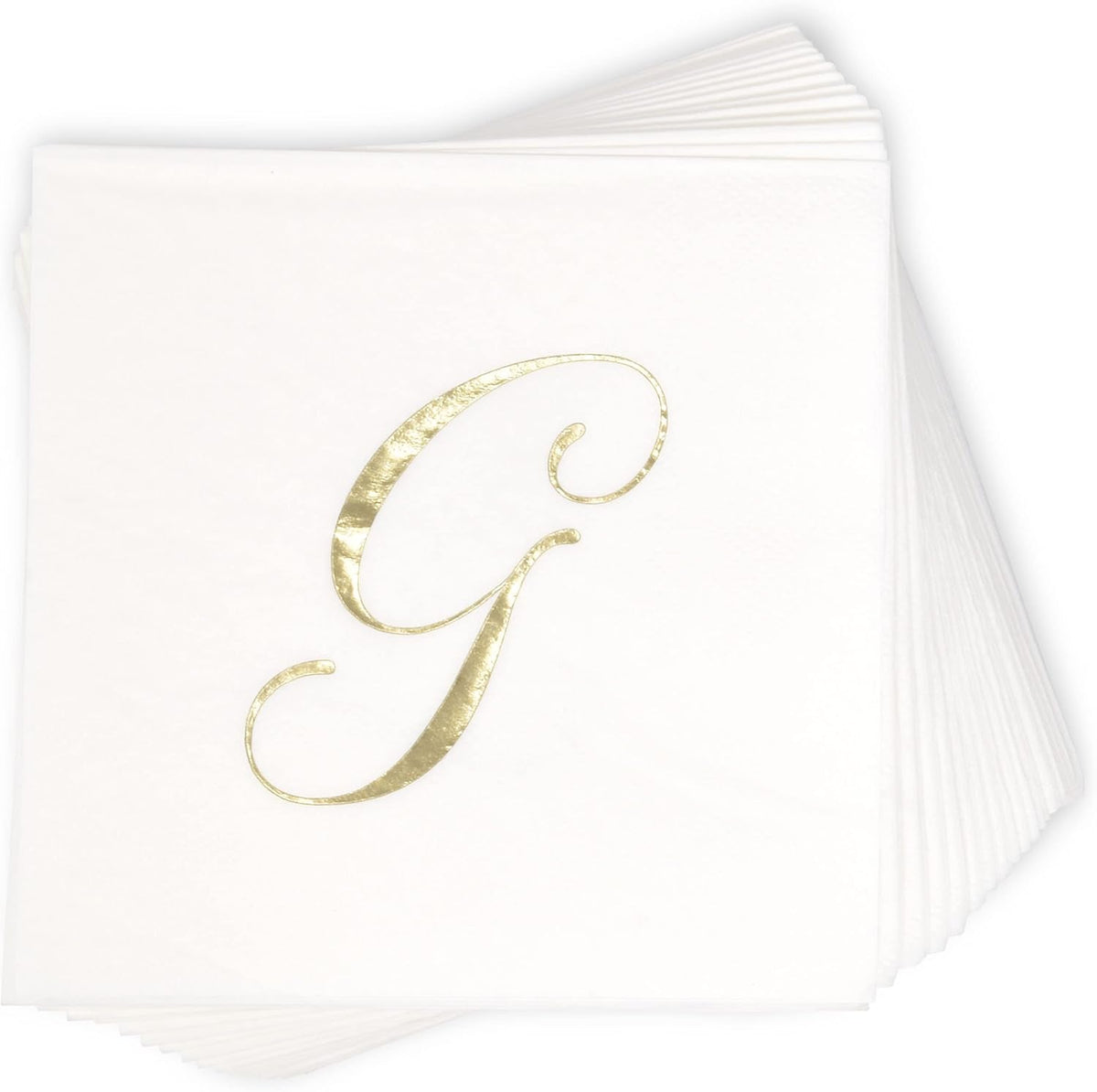 Gift Boutique 100 Gold Monogram Cocktail Napkins Letter G Disposable Paper Pack Elegant Metallic