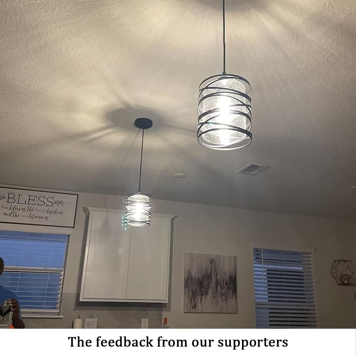 Modern Mini Pendant Light Fixture Kitchen Island Pendant Lighting 6.30''Matte Black Spiral Cage