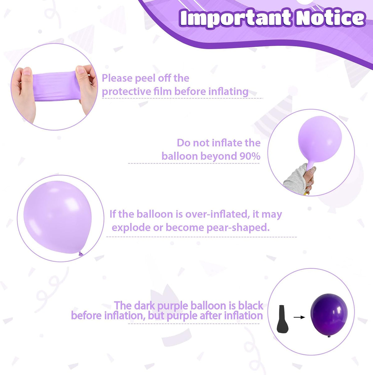 Pink and Purple Balloons, Pink Lavender Dark Purple Metallic Confetti Latex Balloons for Girls