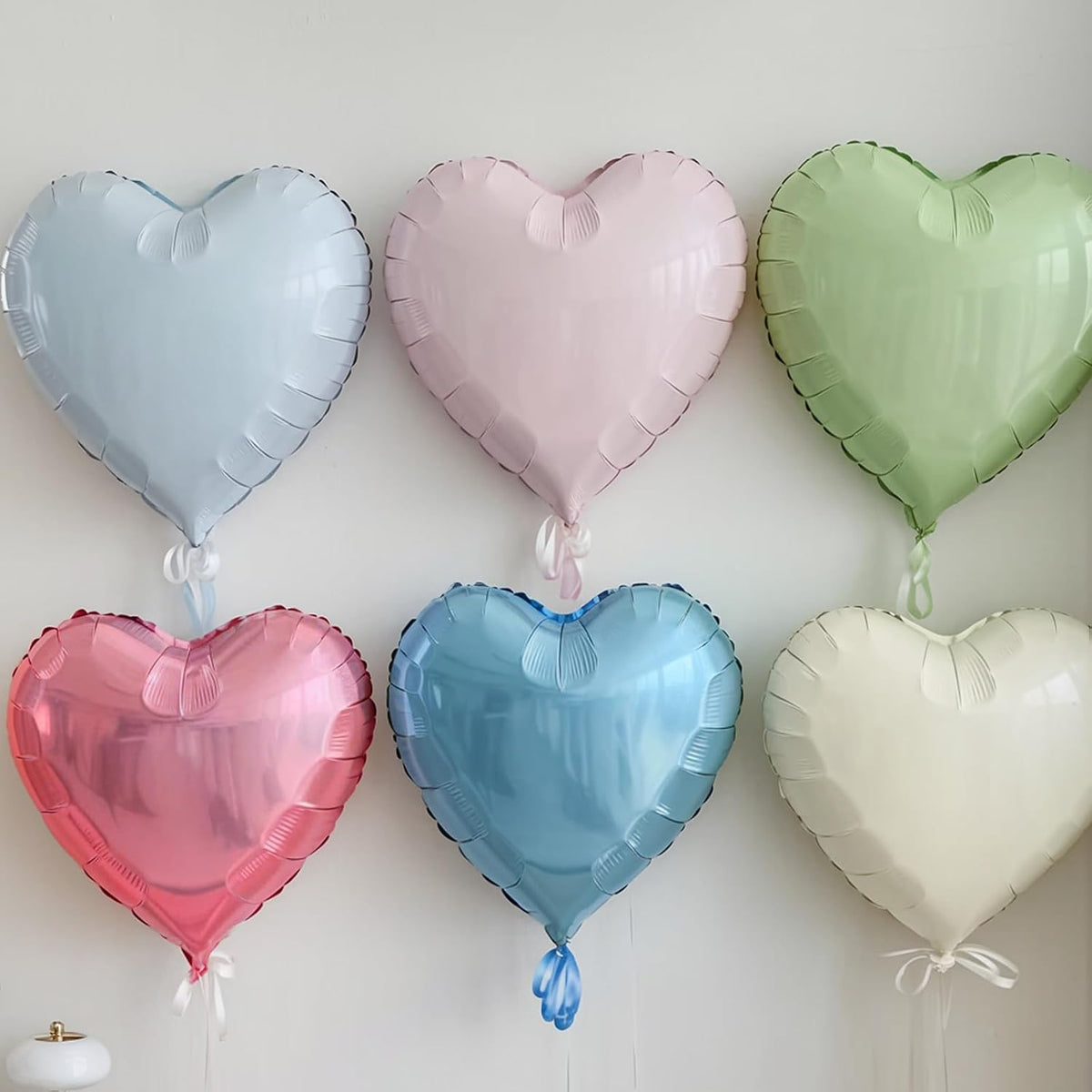 Pastel Colorful Heart Balloons, 18 Inch Matt Rainbow Heart Shape Balloon, 12PCS Multicolor Macaron