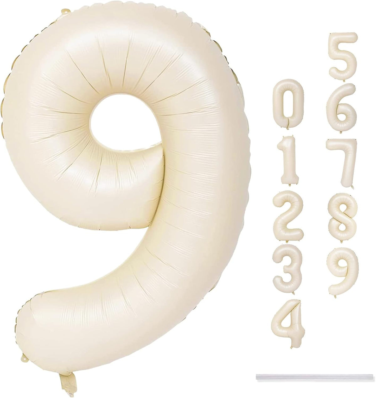 40 Inch Balloon Number 9 Beige, Large Cream Foil Number Balloons Set 0-9, Nude Neutral Digital 9