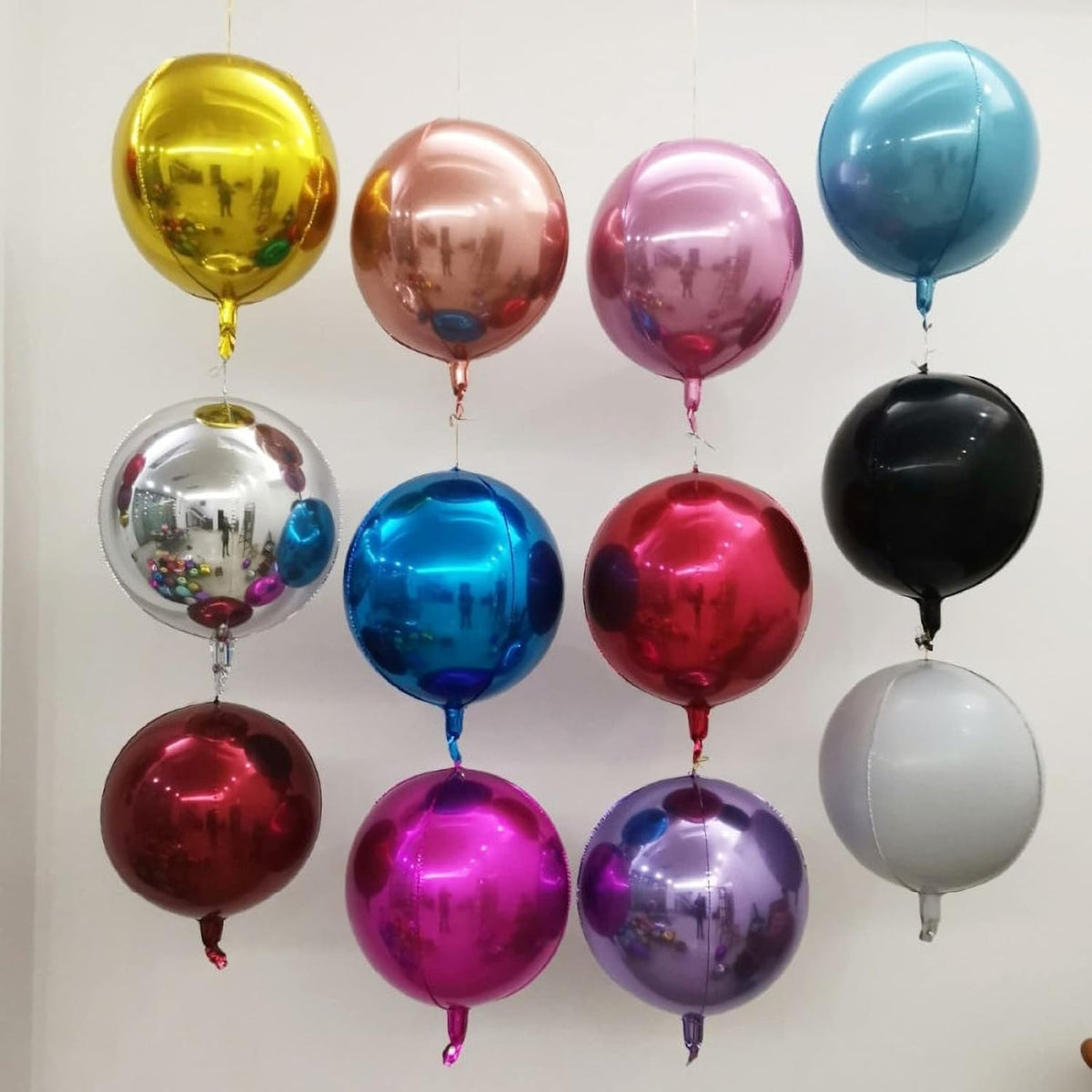 6 Pack Hot Pink 22 Inch 4D Foil Balloons Big 360 Degree Round Sephere Mylar Balloons Mirror Finish