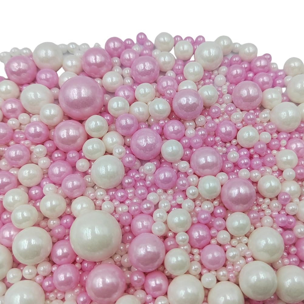 Edible White Pink Sugar Pearls Candy Sprinkles 120G/ 4.23Ounce Baking Cake Sprinkles Cupcake and