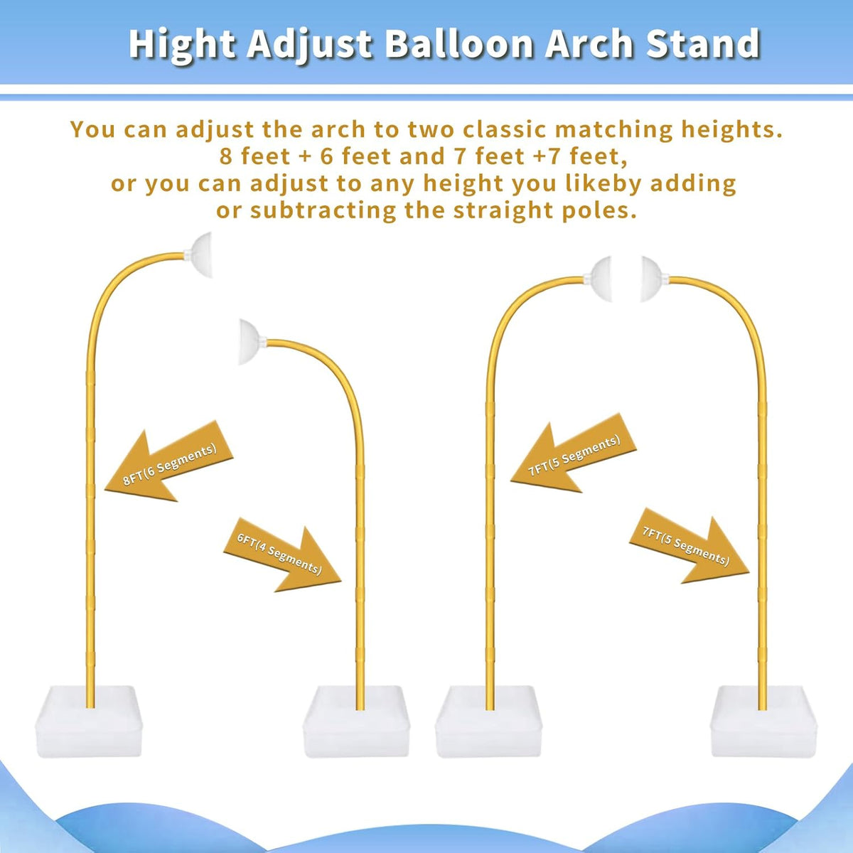 Balloon Arch Kit - Bendable 8.2FT & 6FT Balloon Arch Stand with Base and Manual Pump, Versatile