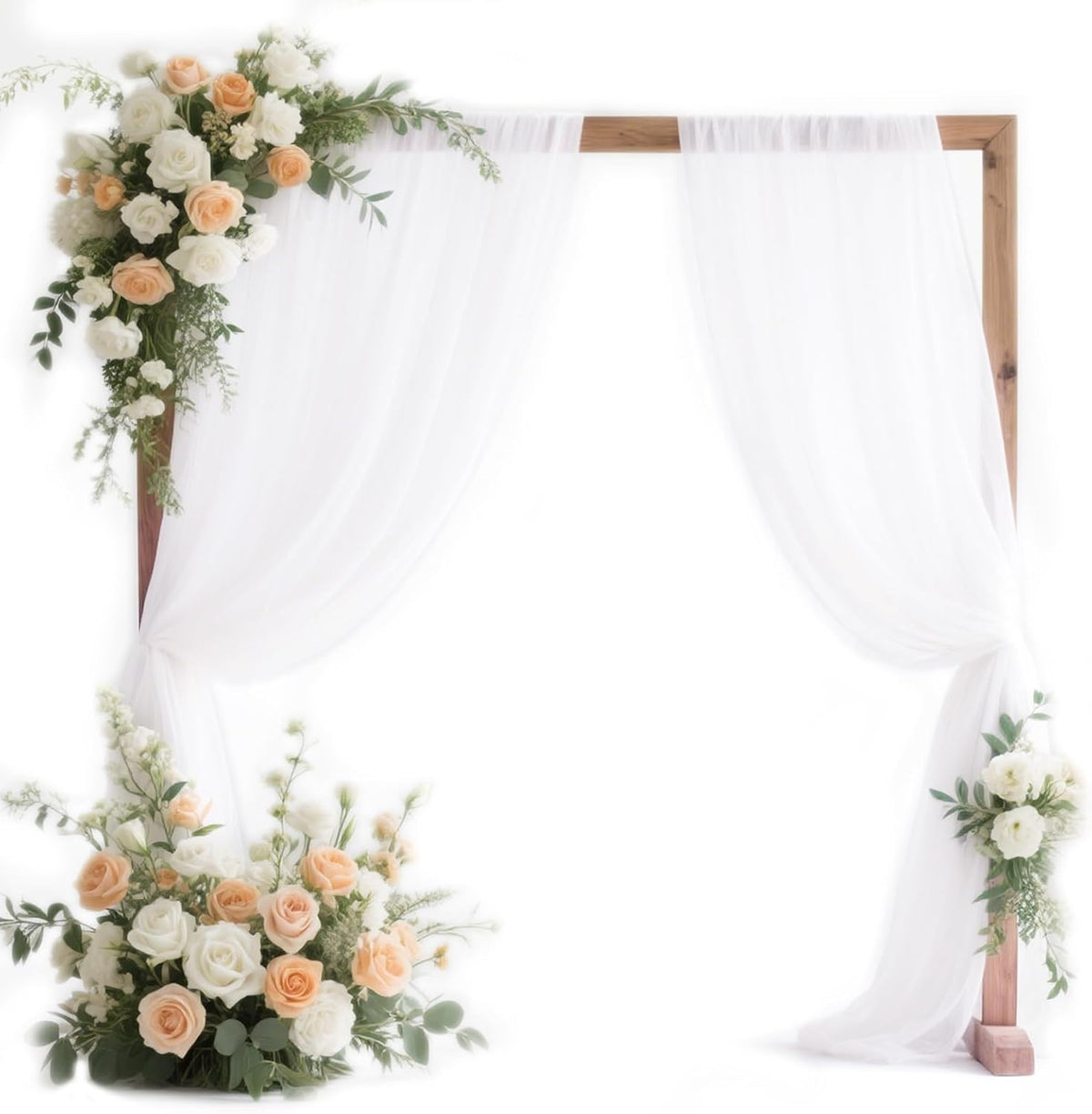 VOK White Wedding Arch Draping Fabric Chiffon Fabric, 29in x 18Ft 2 Panels Sheer Chiffon Outdoor