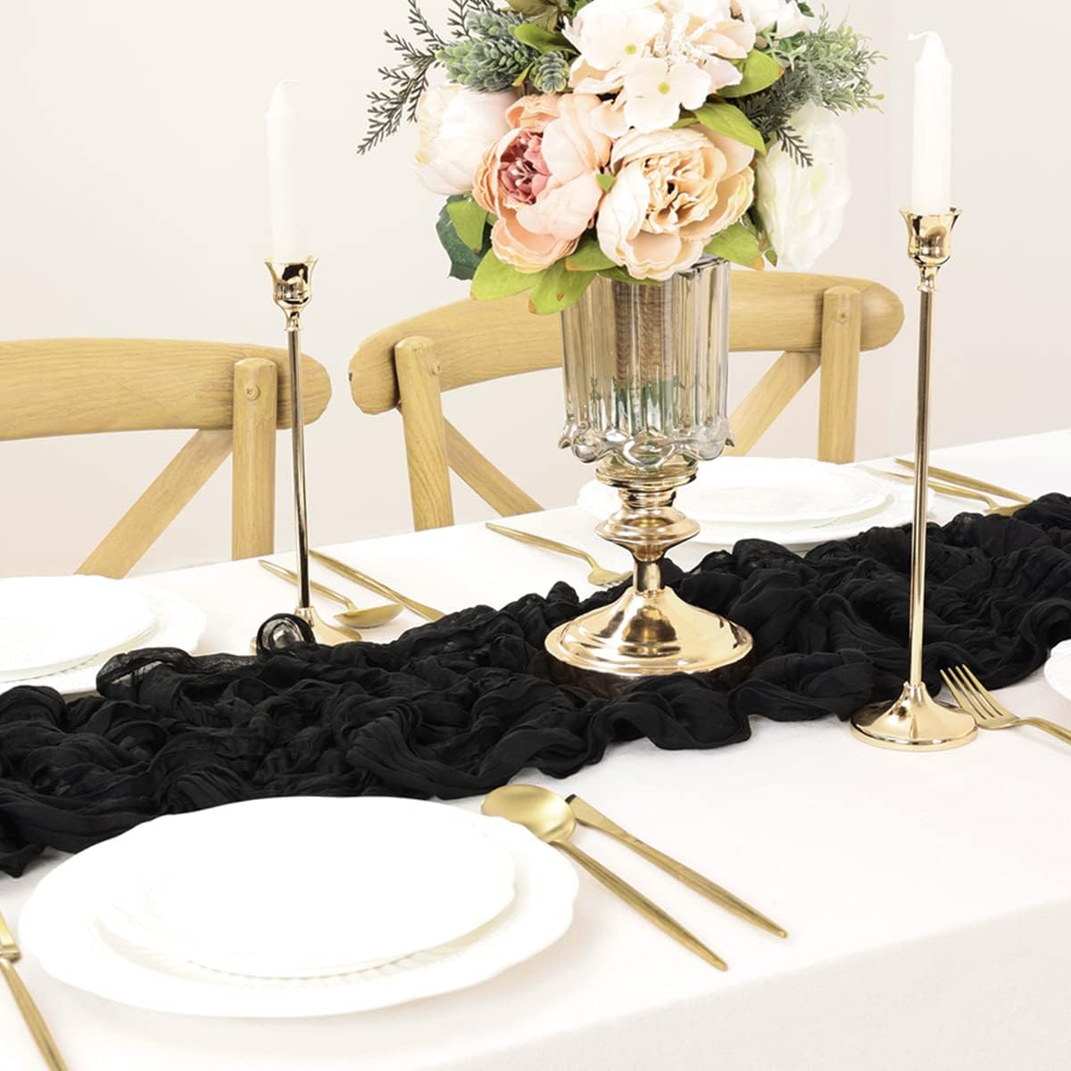 Black Table Runner Cheesecloth Table Runner 10FT Farmhouse Table Runners 120 Inches Fall Table