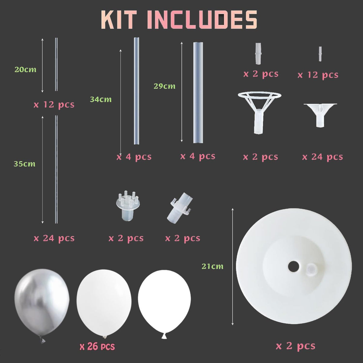 Balloon Stand Kit,Set of 2,Balloon Columns Sticks, Stands for Table&Floor with Stand