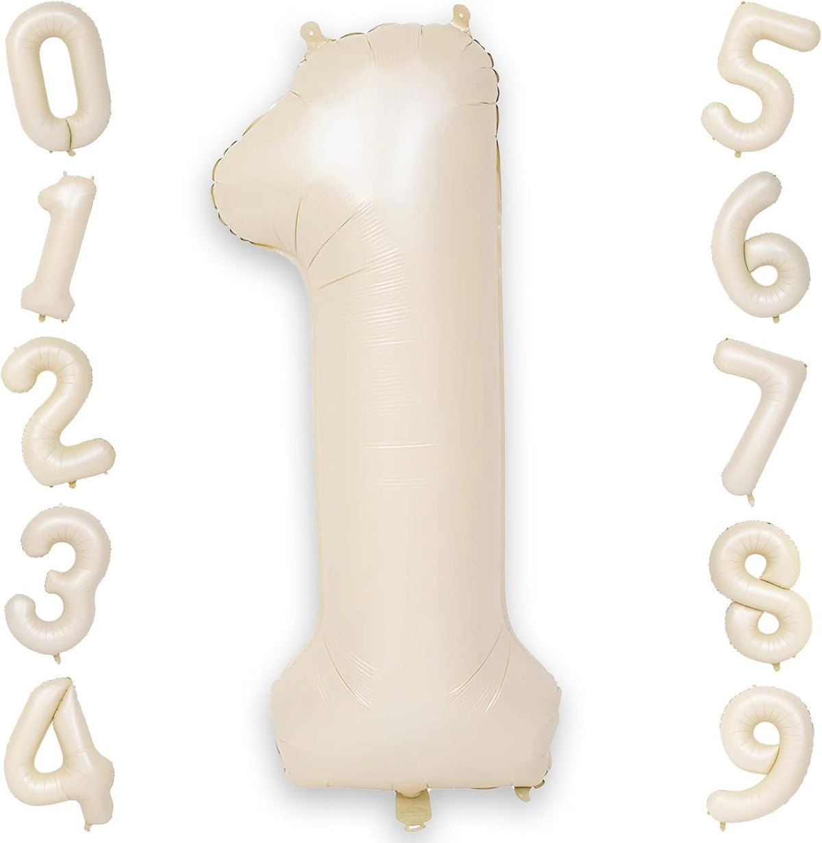 40 Inch Cream Number 1 Balloon, Beige Large Self Inflating Foil One Balloons for 1st Birthday