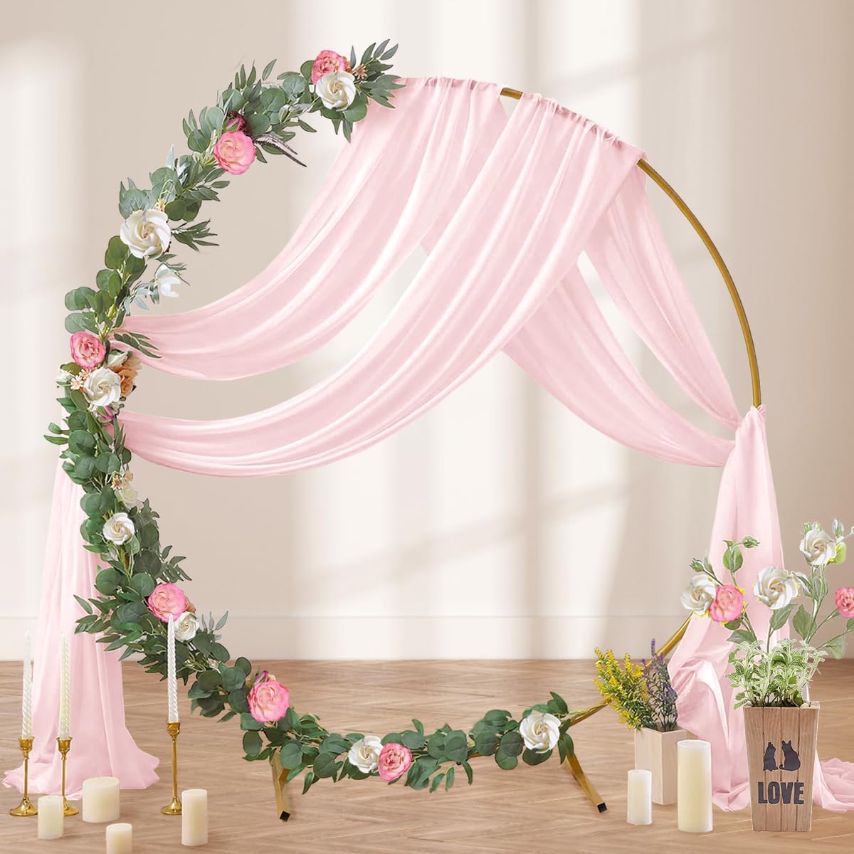Pink Wedding Arch Draping Fabric 29" x 20 FT Blush Drapes for Backdrop Sheer Curtains Wedding