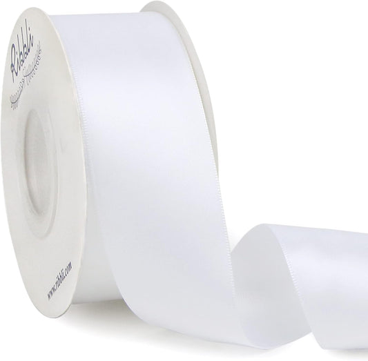 Ribbli White Double Faced Satin Ribbon,1-1/2” x Continuous 25 Yards,Use for Bows Bouquet,Gift