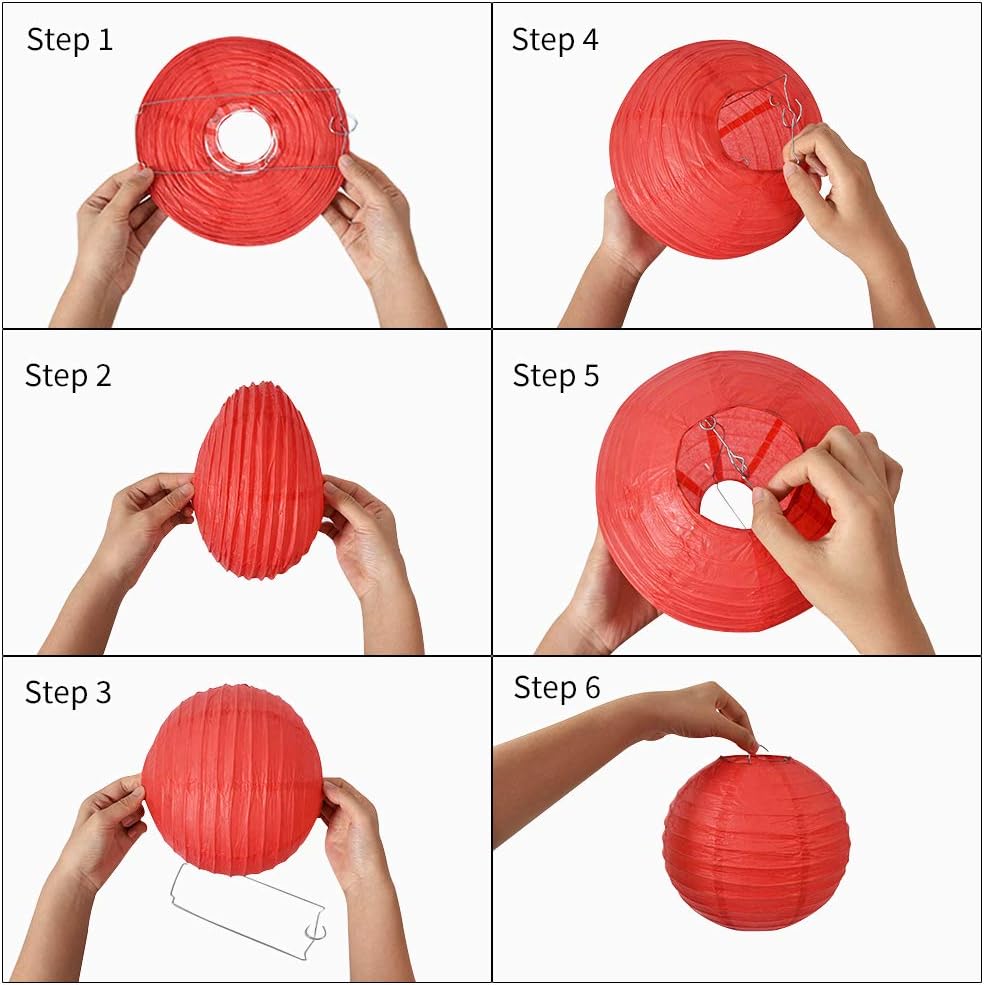 BEISHIDA 12Pcs Pink Orange Paper Lanterns Decorative Hanging Round Paper Lanterns Lamp for