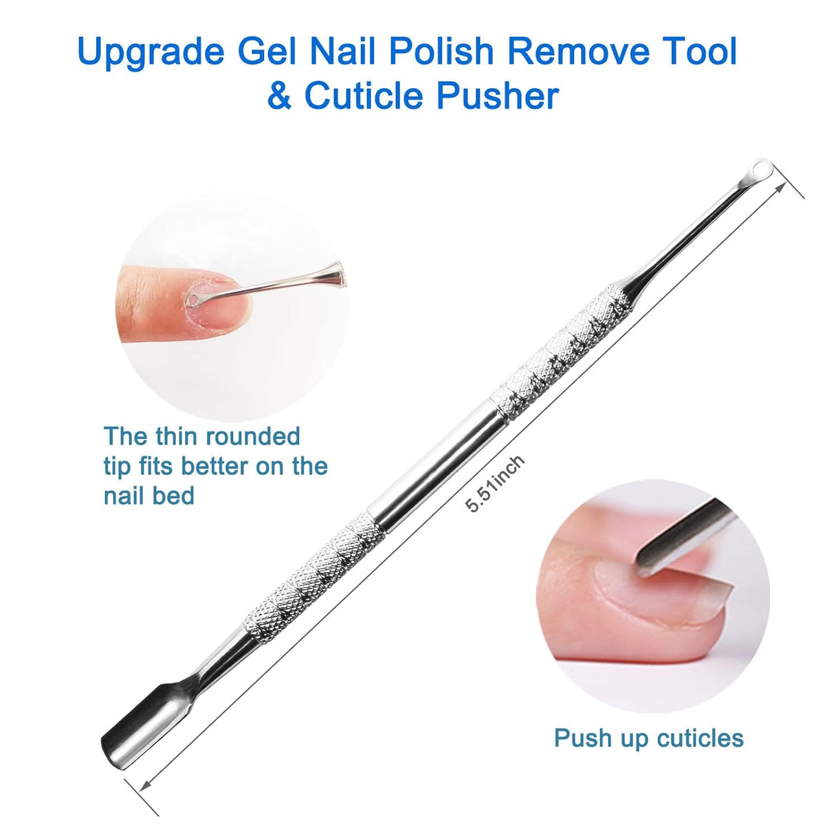 Premium Stainless Steel Manicure Tools 2-Piece Set, Upgrade Gel Nail Polish Remove Tool & Cuticle