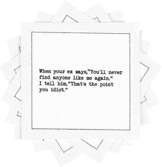 Five Star Napkins Inappropriate Thoughts Quotes White Cotton Cocktail Napkins, Beverage Napkins