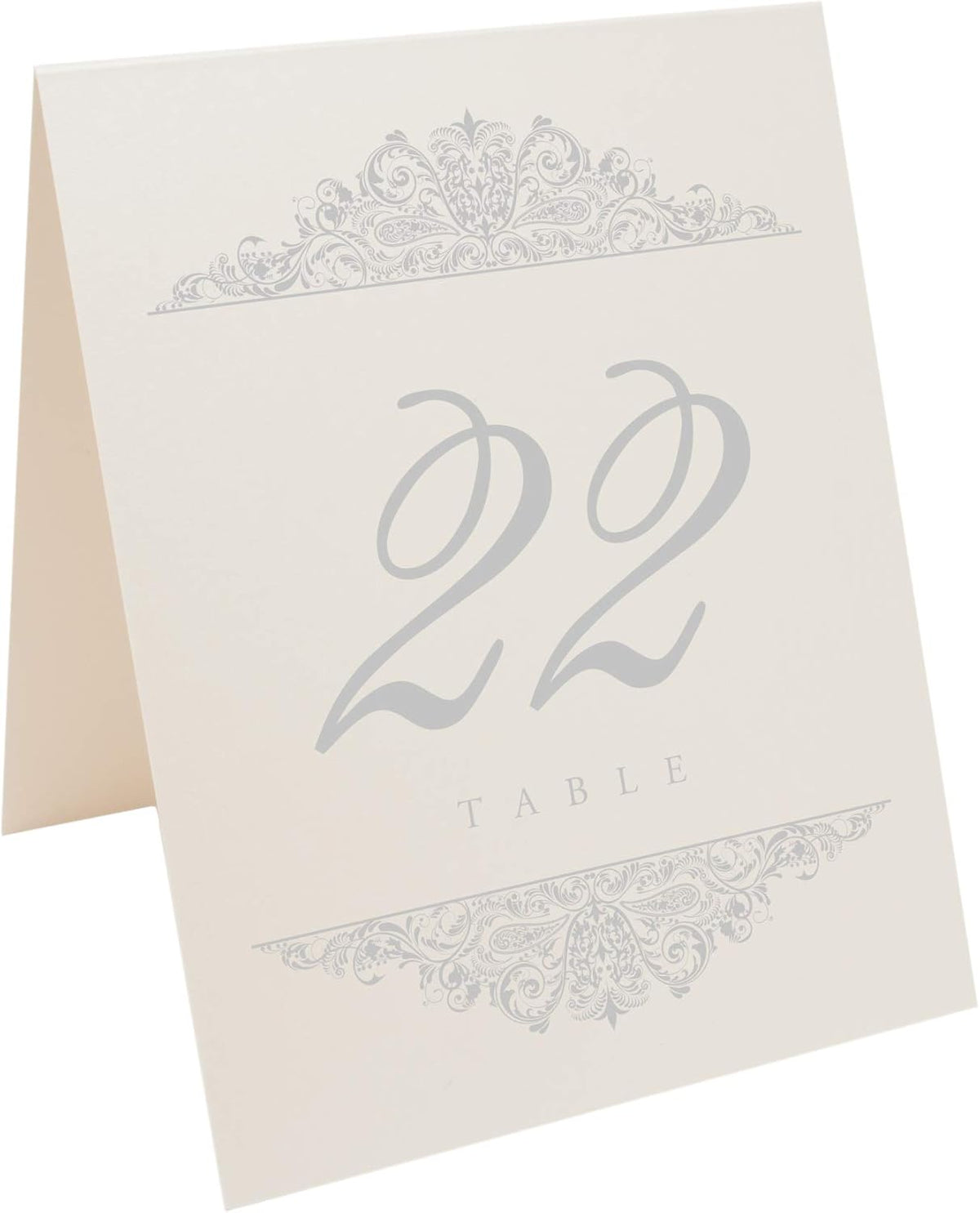 Paisley Wedding Table Numbers (Select Color/Quantity), Champagne, Silver, 1-75, Double Sided, Tent
