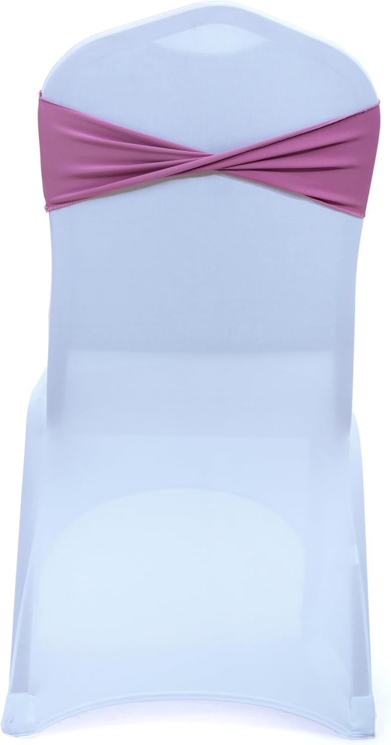 MDS Pack of 50 Spandex Chair Sashes Bows Elastic Stretch Dining Chair Bands Ties Without Slider