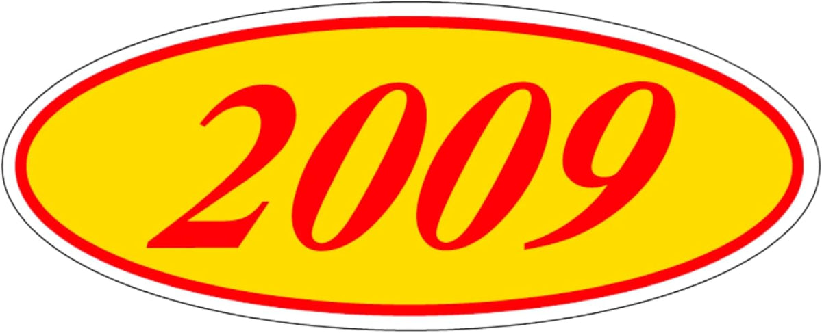 EZ-Line Oval Model Windshield Year Stickers for Car Windows Red and Yellow Large Vinyl Dealership