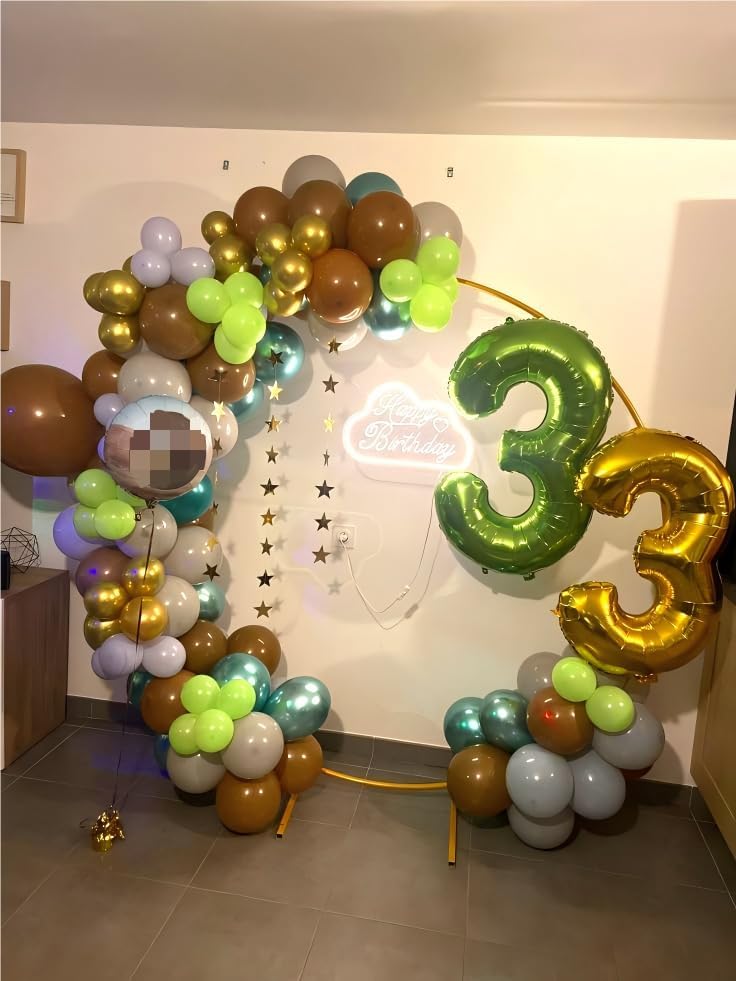 40 Inch Light Green 3 Large Number Balloon, 3 13 23 30 33 36 Light Green Birthday Party