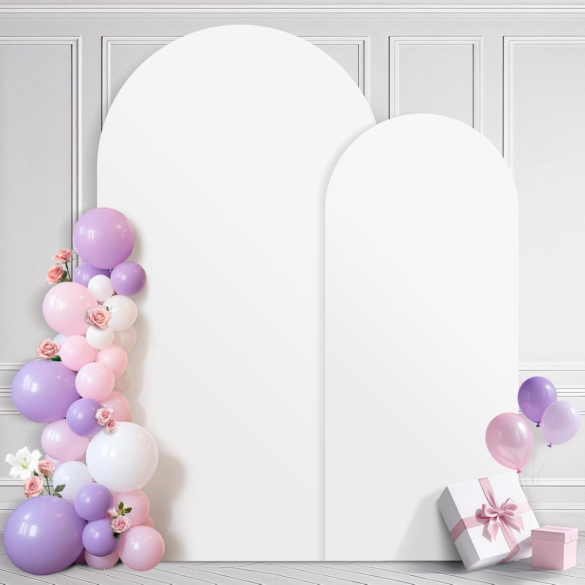 Ledido Wedding Arch Backdrop Cover 6FT 7.2FT Arch Covers 2Set Fitted Stretchy Spandex Round Top