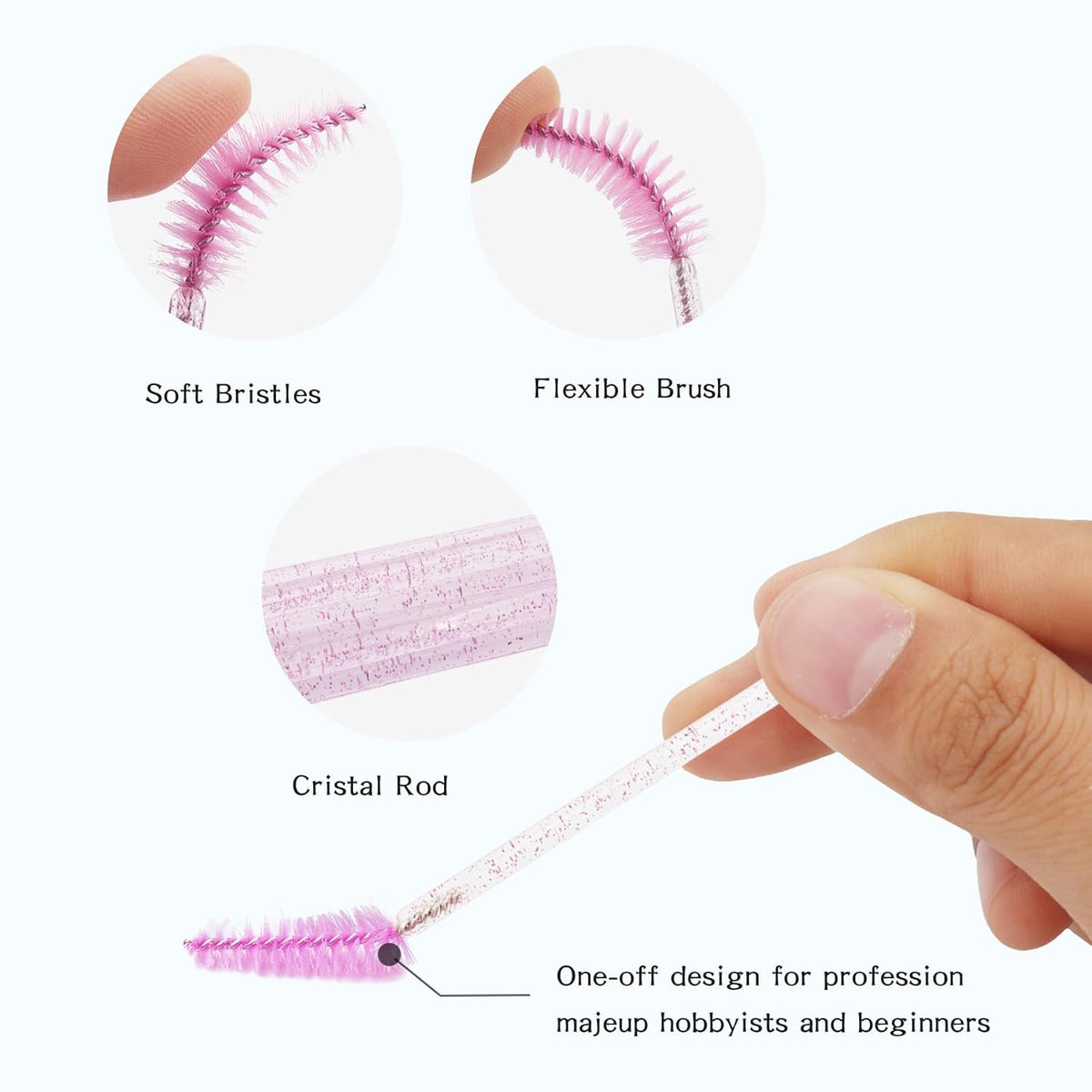48 Pieces Disposable Mascara Wands Set,Include 24 pcs Disposable Crystal Lash Spoolies Brush and 24