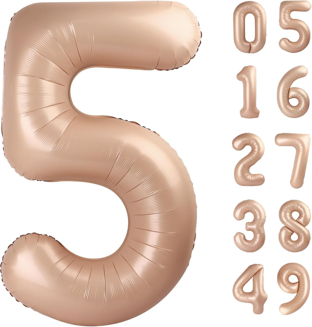 Light Brown 40 Inch Large Number 5 Birthday Balloon, Five 5th 15 25 35 50 55 Birthday Celebration