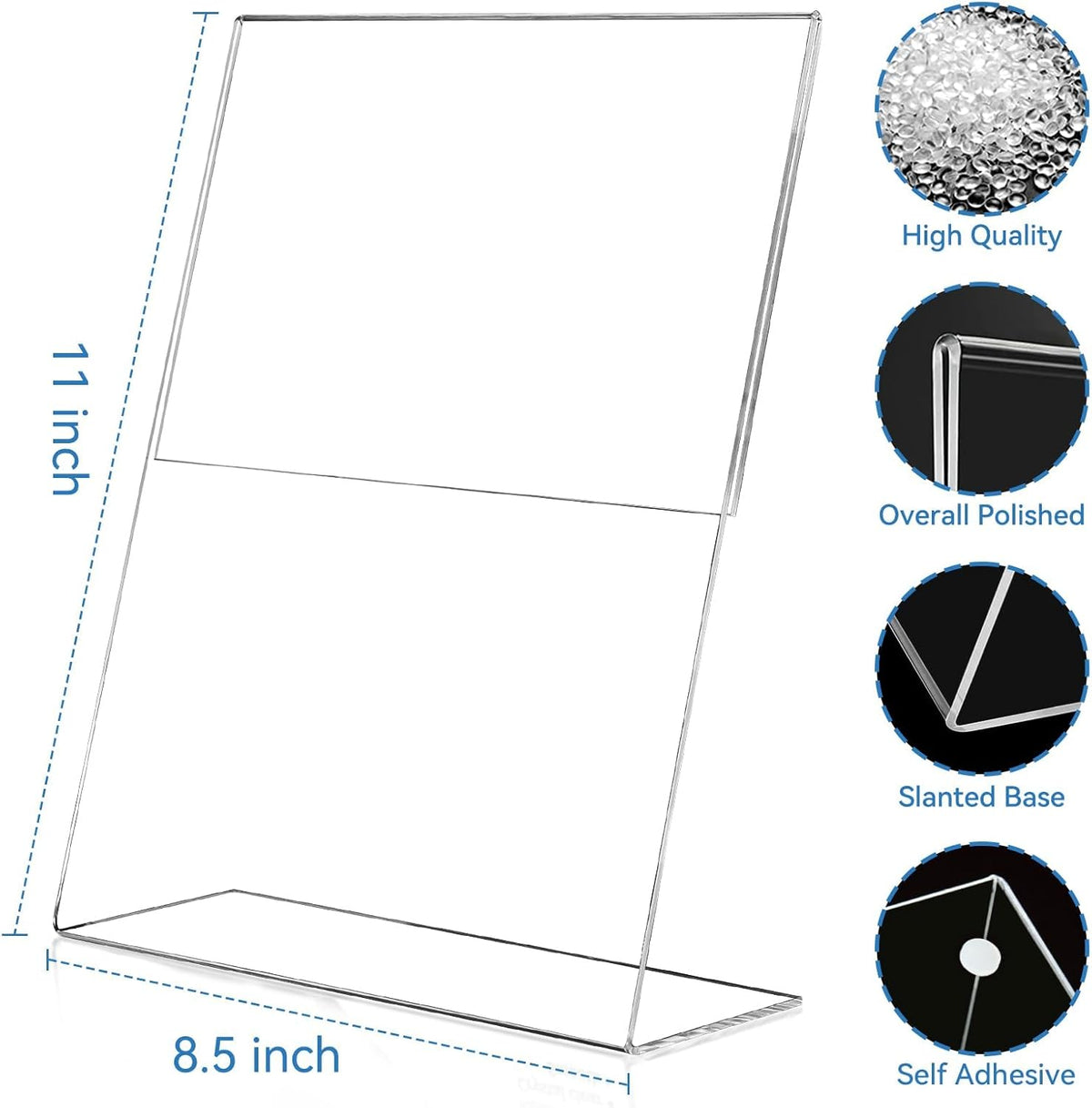 EHWINE 6 Pack 8.5 x 11 Acrylic Sign Holder, Clear Plastic Signs Display Stand, Vertical Slanted