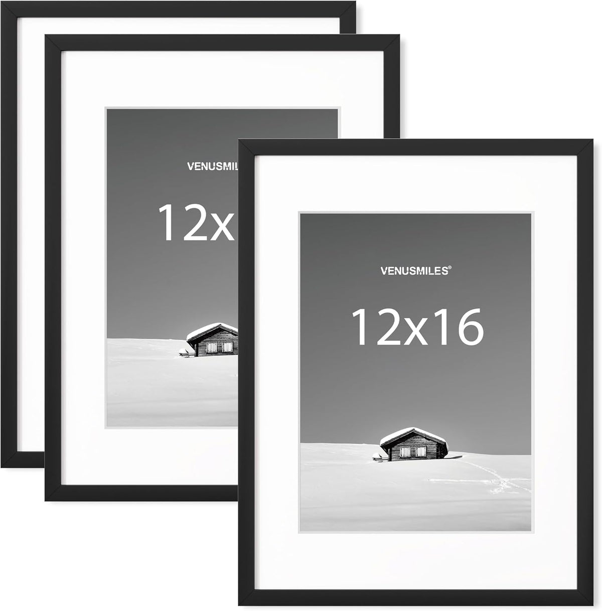 12x16 inch Picture Frame, 12x16 Photo Frames with Removable Mat - High Definition Plexiglass