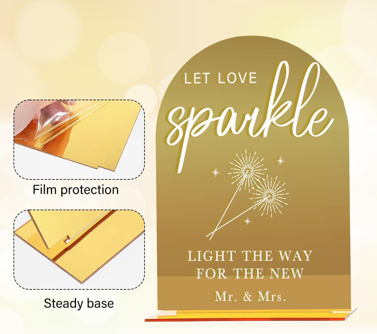 Acrylic Wedding Sign, Bridal Shower Decorations, Let Love Sparkle Sign for Ceremony, Modern Font