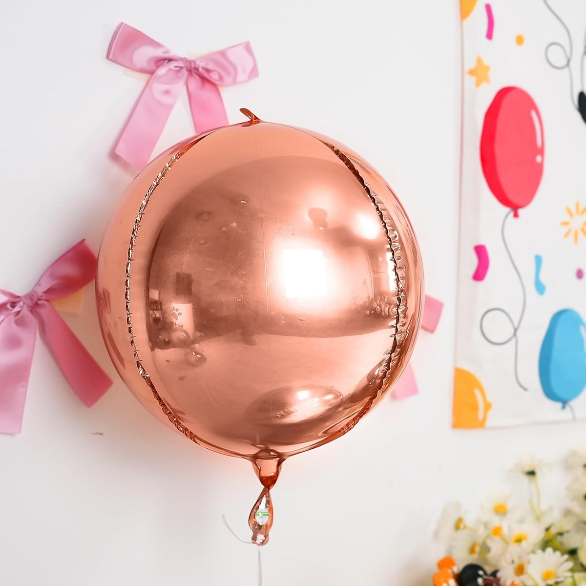 12Pcs Rose Gold Round Foil Balloons, 22" 15" 10" 4D Helium Ball Balloon, Metallic Rose Foil Balloon